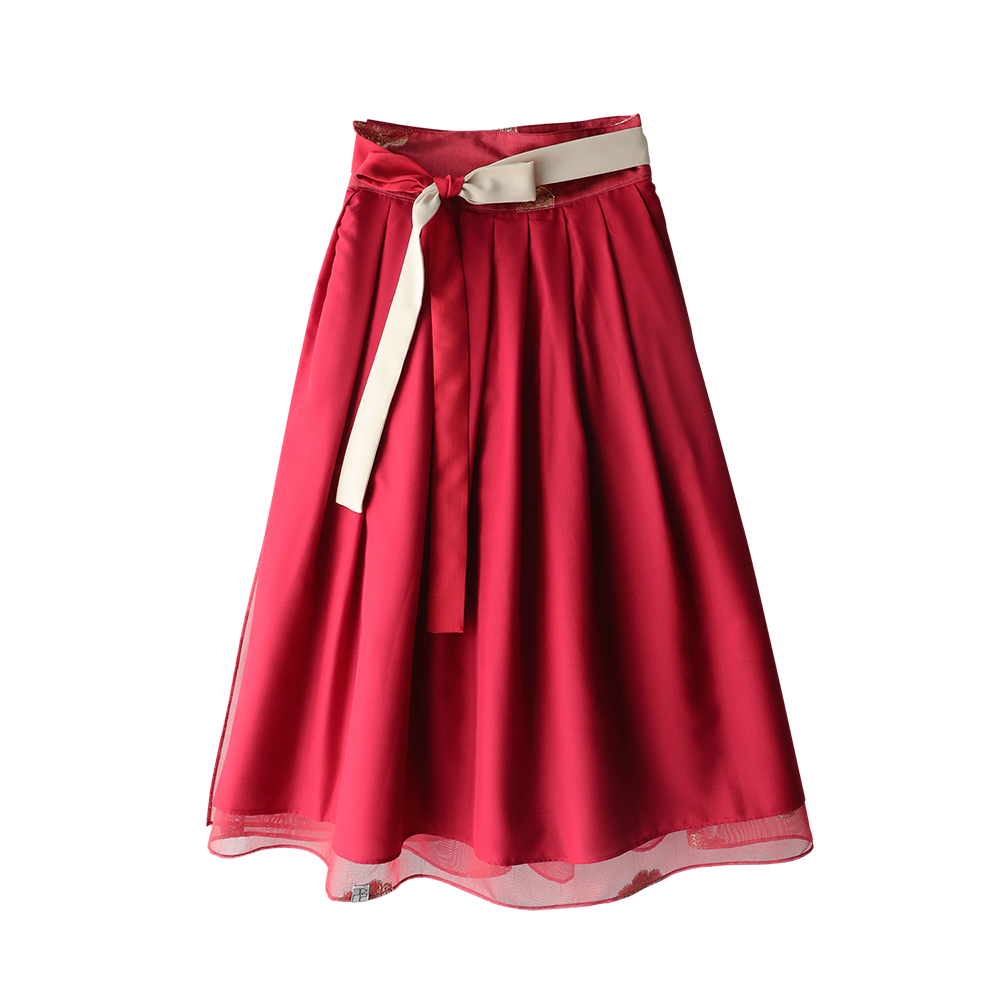 skirt burgundy color image-S1L28